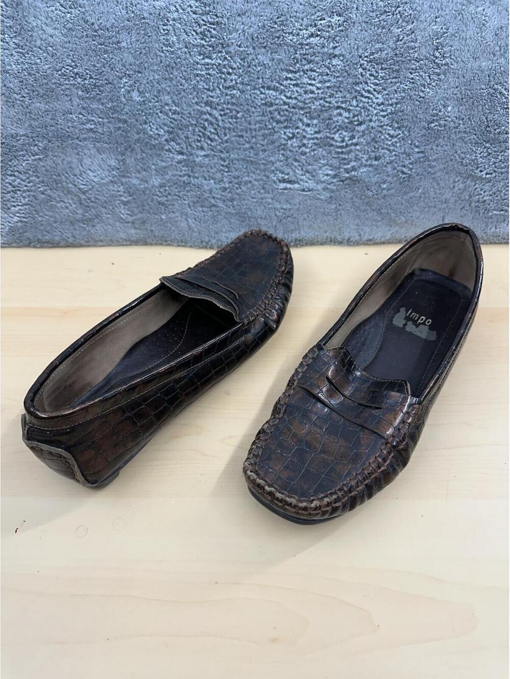 Y2K Impo Brown Croc Embossed‎ Loafers